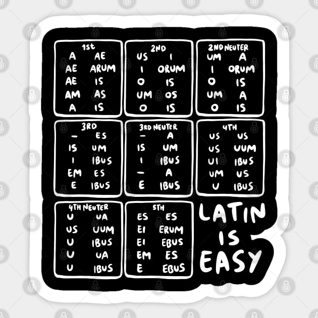 Latin Declensions Cheatsheet - Latin Is Easy Sticker by isstgeschichte